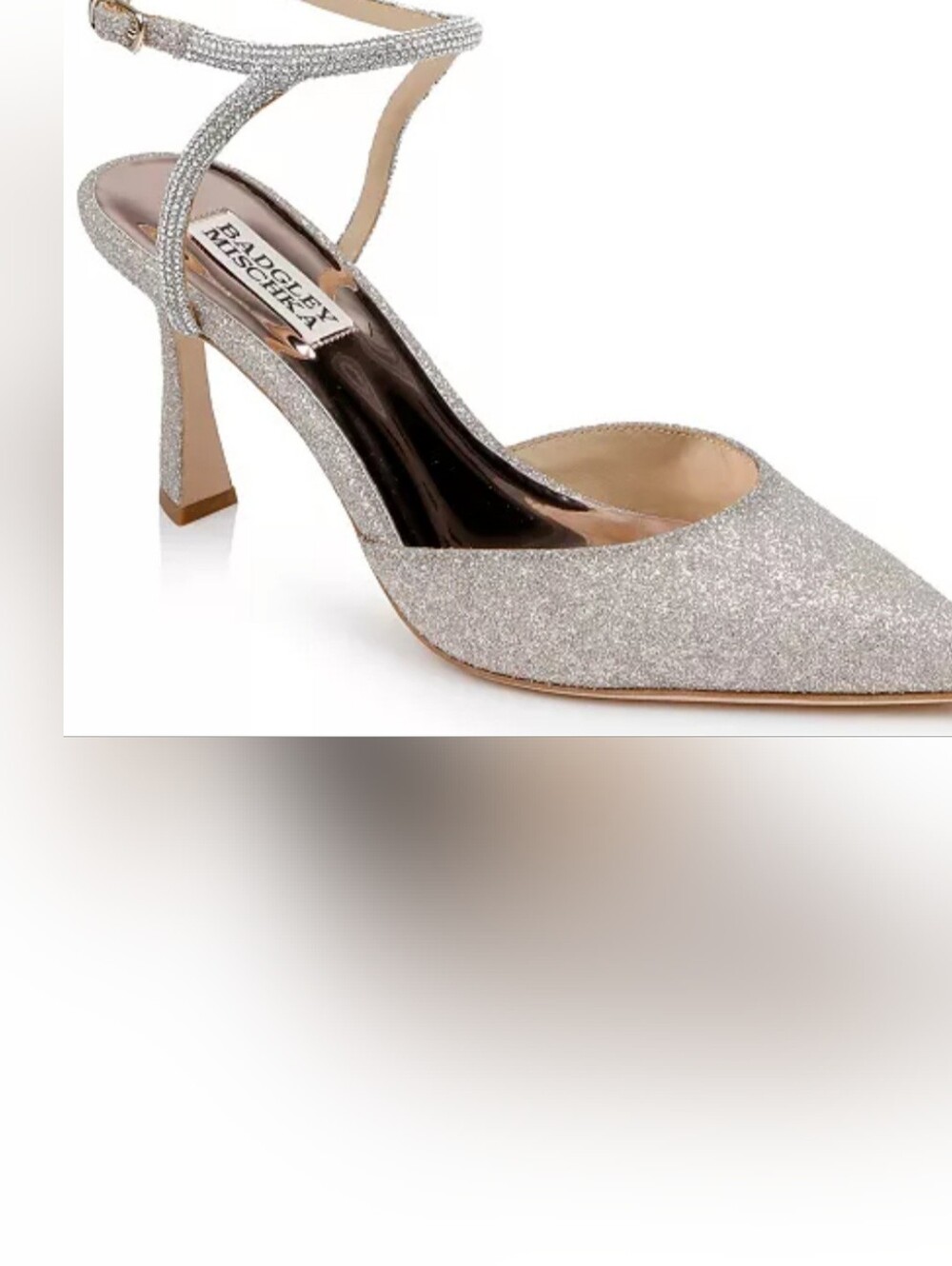 Badgley Mischka Champagne Glitter Kamilah Evening Shoe / Pump - 9-1/2